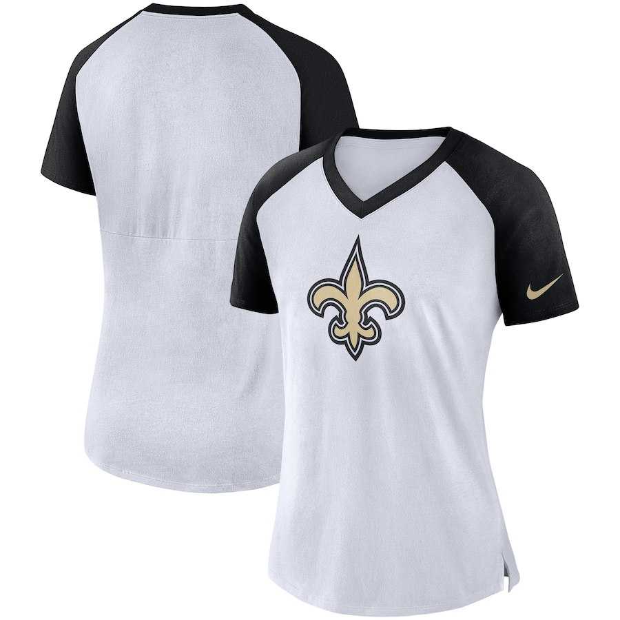Women New Orleans Saints Nike Top V Neck T-Shirt White Black,We sell and wholesale Women New Orleans Saints Nike Top V Neck T-Shirt White Black on line form chian!